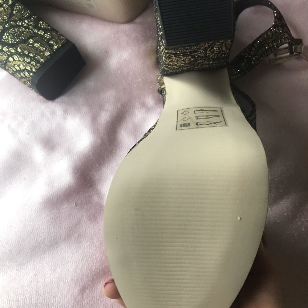 ASOS gold lace heeled platform heel sandals BNWOT - Picture 11 of 11